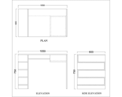 Study Table, White & Wood Study Table, Study Table with Open Shelf, Study Table with Drawer in Finger Groove, Study Table with Keyboard Tray, Study Table - IM - 12003