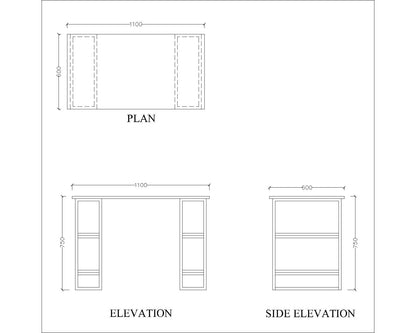 Study Table, Wood  Study Table, Study Table with Open Shelf,  Study Table with  Dark Grey MS Legs , Study Table - IM - 12005