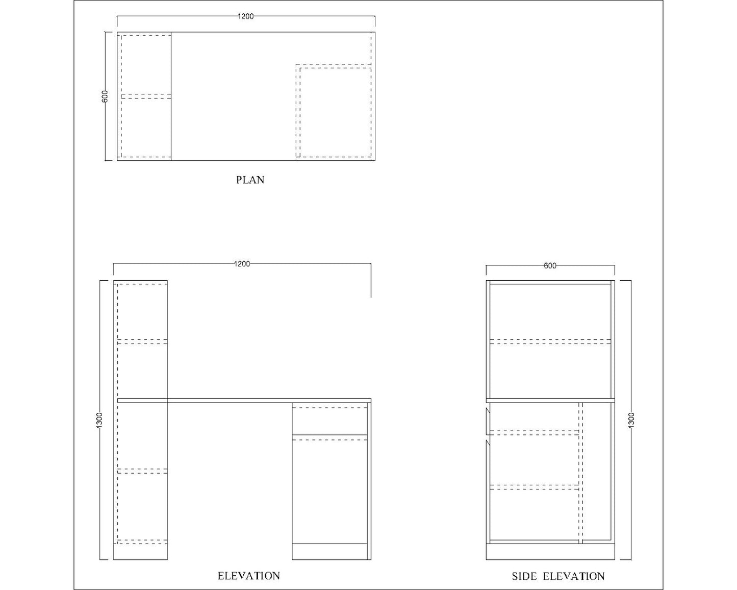 Study Table, Wood & White Color  Study Table, Study Table with Open Shelf,  Study Table Drawer & Shutter with Finger Groove, Study Table - IM - 12008