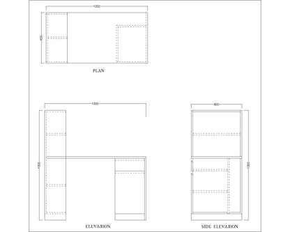 Study Table, Wood & White Color  Study Table, Study Table with Open Shelf,  Study Table Drawer & Shutter with Finger Groove, Study Table - IM - 12008