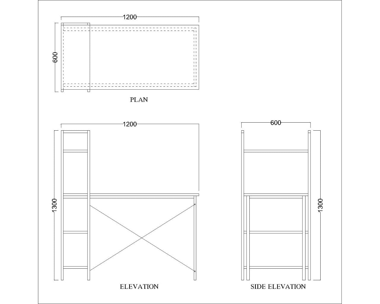 Study Table, Wood Study Table, Study Table with Open Shelf, Study Table with White MS Leg, Study Table - IM - 12010