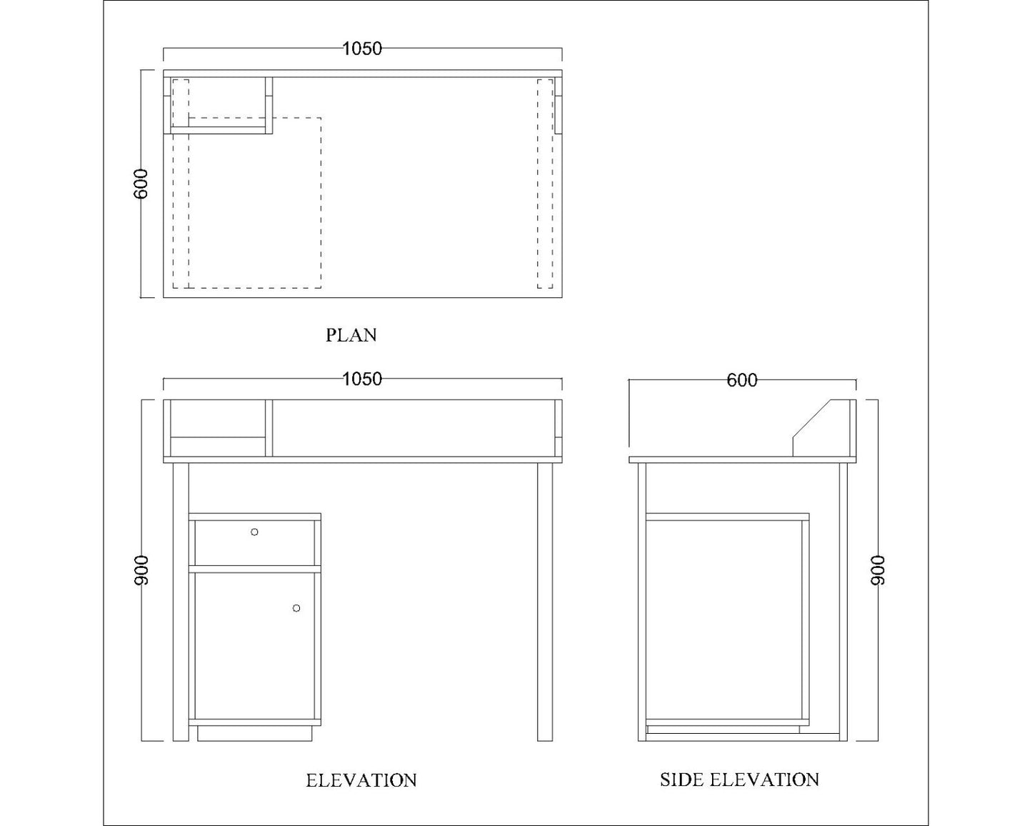 Study Table,  Wood Study Table, Study Table with Drawer, Study Table with Open Shelf, Study Table with Shutter, Study Table with White MS Leg, Study Table - IM - 12015