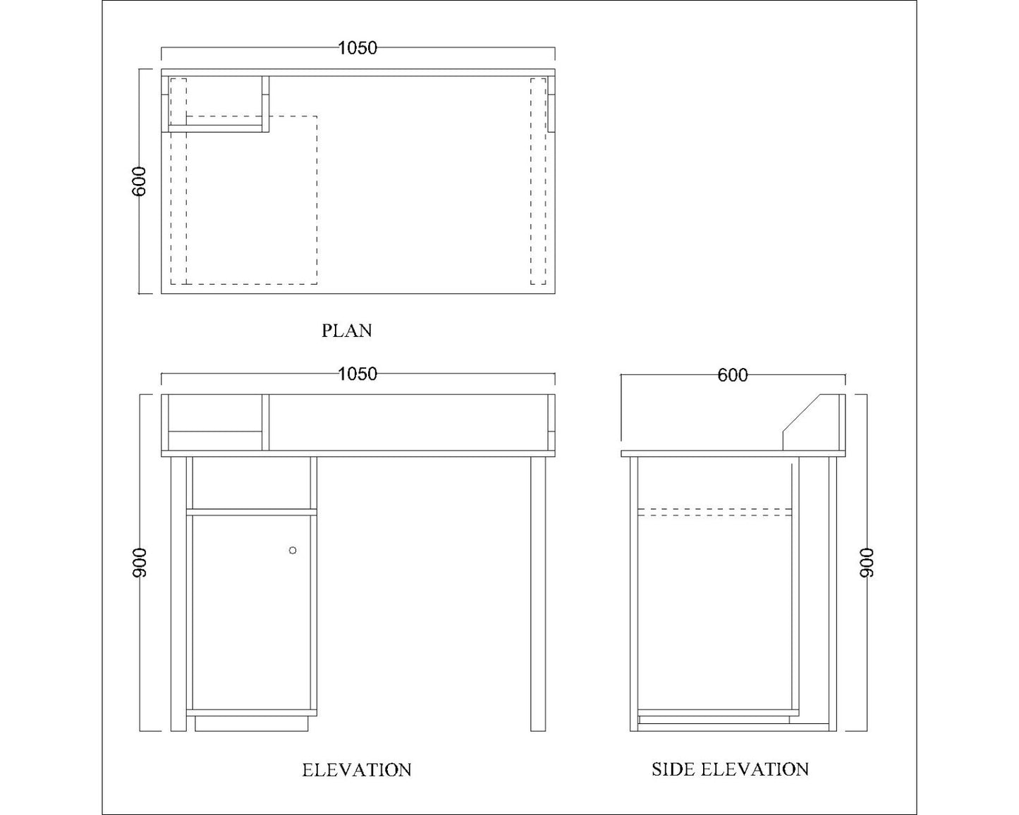 Study Table,  Wood Study Table, Study Table with Open Shelf, Study Table with Shutter, Study Table with White MS Leg, Study Table - IM - 12019