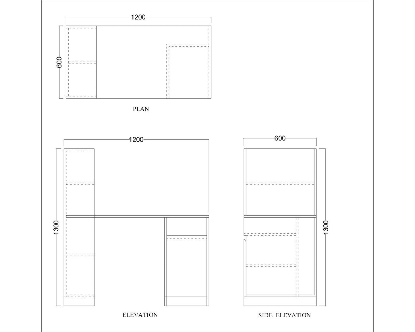 Study Table, Wood & White Color  Study Table, Study Table with Open Shelf,  Study Table Shutter with Finger Groove, Study Table - IM - 12023