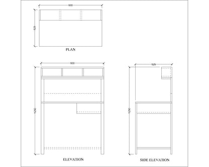 Study Table, Wood Study Table, Study Table with Drawer, Study Table with Dark Grey MS Leg, Study Table with Open Shelf, Study Table - IM - 12029