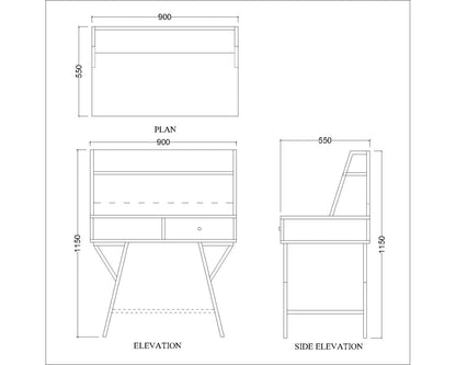 Study Table, Wood Study Table, Study Table with Open Shelf, Study Table with Drawer, Study Table with White MS Leg, Study Table - IM - 12033