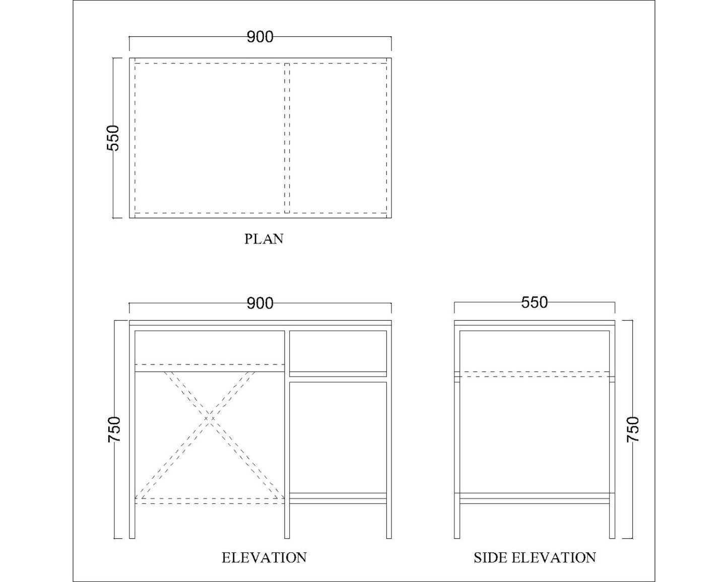 Study Table, Wood Study Table, Study Table with Open Shelf, Study Table with Drawer, Study Table with Dark Grey  MS Leg, Study Table - IM - 12037