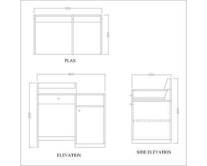 Kids Study Table, White & Yellow Color Study Table, Study Table with Open Shelf, Study Table with Drawer, Study Table with Shutter, Study Table - IM - 12048