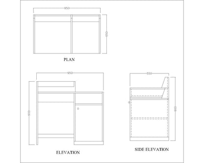 Kids Study Table, White & Yellow Color Study Table, Study Table with Open Shelf, Study Table with Shutter, Study Table - IM - 12050