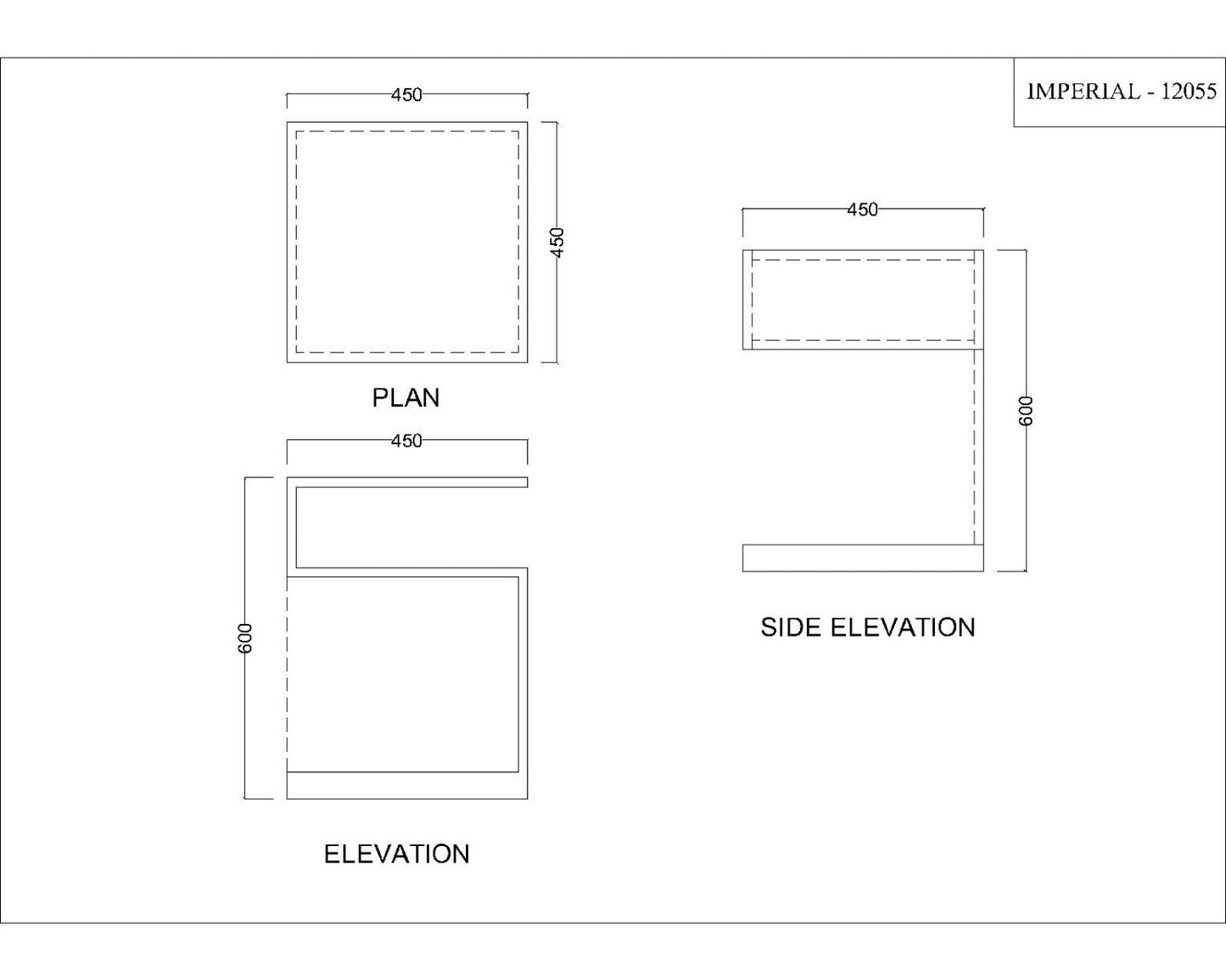 End Table, White End Table, End Table with open shelf,  End Table - IM - 12055