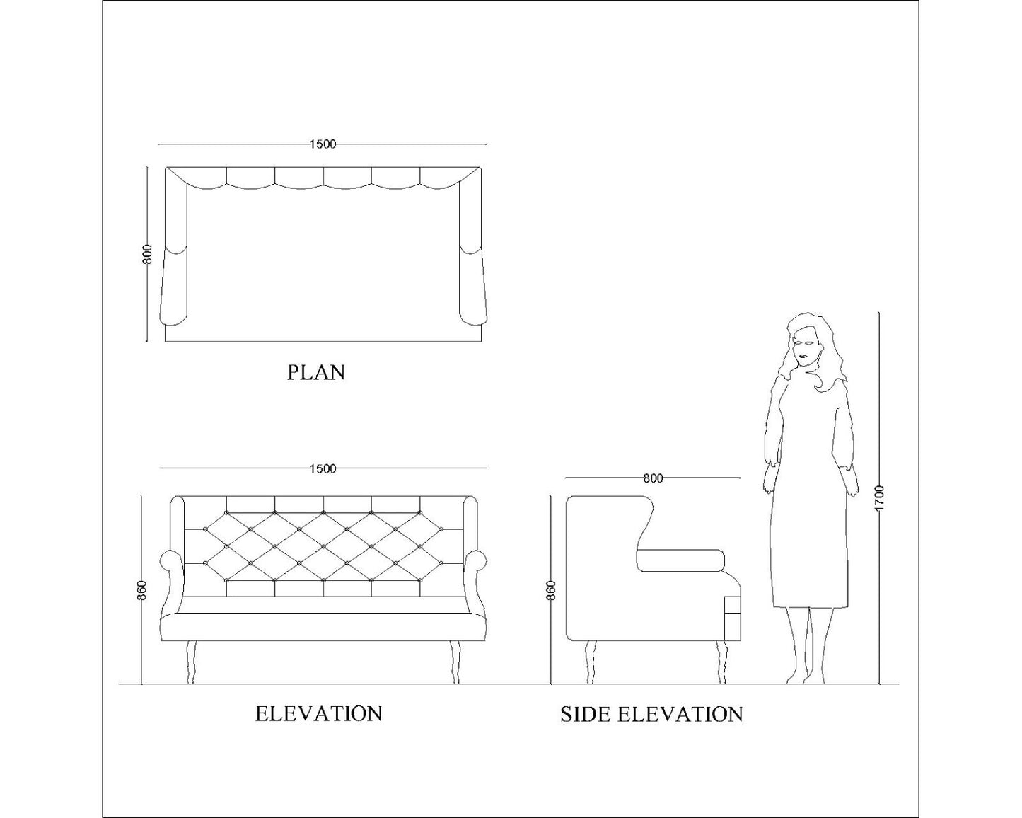 2 seater sofa, upholstery sofa, bedroom seating sofa, sofa seating, blue sofa, fabric sofa, quilting sofa design, IM-2003