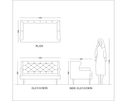 2 seater sofa, upholstery sofa, bedroom seating sofa, sofa seating, blue sofa, fabric sofa, quilting sofa design, IM-2003