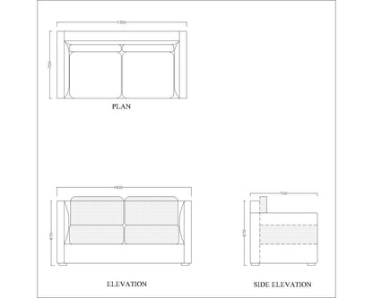 2 Seater Rectangular sofa with blue upholstery ,Sofa for living area, Sofa with buffer legs,  Sofa- IM-2010