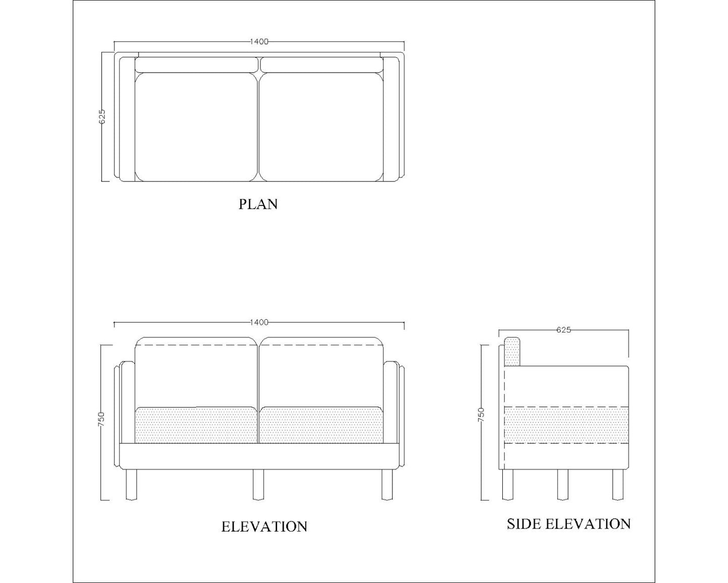 2 Seater Rectangular sofa with off white upholstery ,Sofa for living area, Sofa with wooden legs,  Sofa- IM-2011