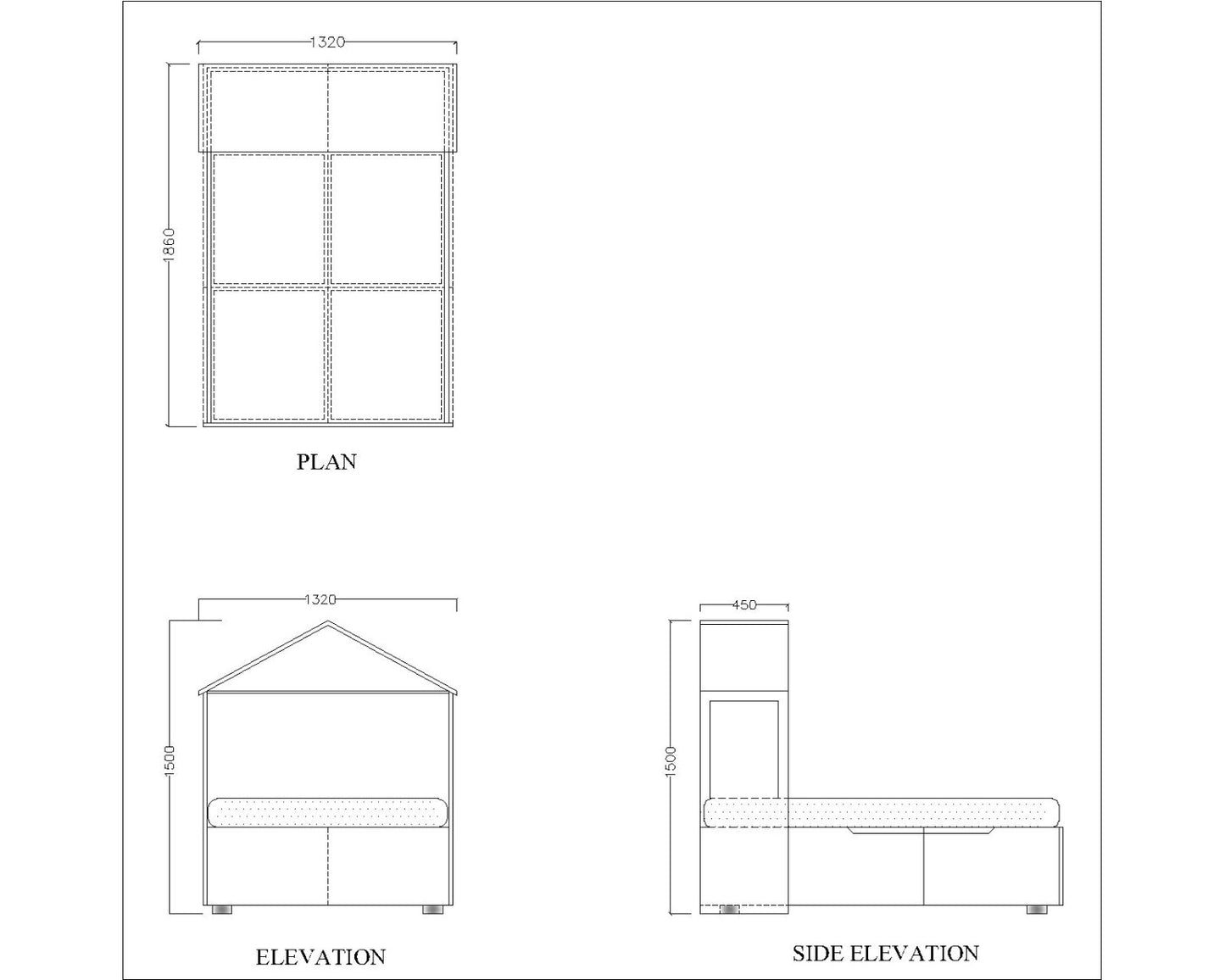 Kids bed, single bed, headborad in wood with laminate & drawer storage in sides ,Panel Bed-IM- 3010