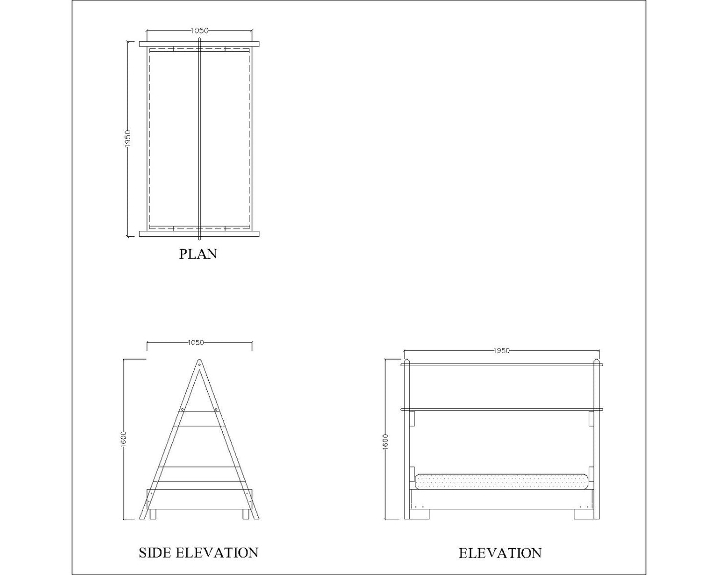 Kids bed, single tent bed, headborad in pine wood with planks tent, Tent Bed -IM- 3011