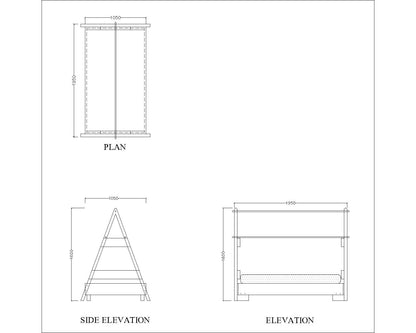 Kids bed, single tent bed, headborad in pine wood with planks tent, Tent Bed -IM- 3011