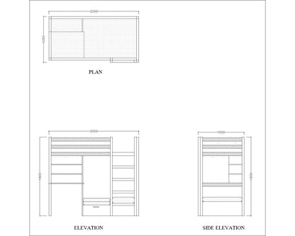 Kids bed,  bunk bed  ,double height bunk bed with stair , white color bed, kids bunk bed ply with laminate finish , Bunk Bed-IM- 3012