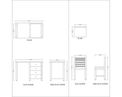 Kids table, Kids chair, study table, kids study table, Rectangle table, table chair set,  table with drawers, Study sets -Table and chair set- IM 4003