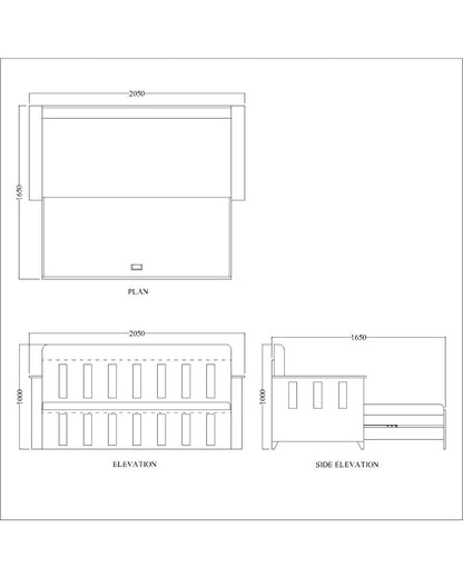 Sofacum Bed, Wood & Blue Sofacum Bed, Sofacum Bed with Drawer, Sofacum Bed with Living & Bedroom Area, Sofacum Bed - IM - 4050