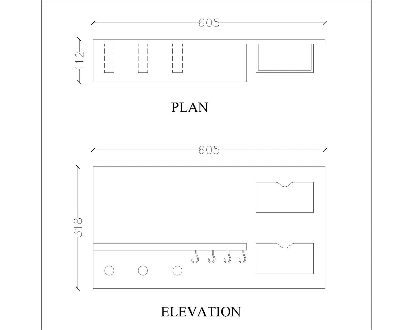 Wall unit  hanging with hooks and shelf, open storage wall unit in solid finish, wall unit with box pocket storage, utility wall shelf for storage,Wall  mounted storage unit,Wall shelf unit-IM410