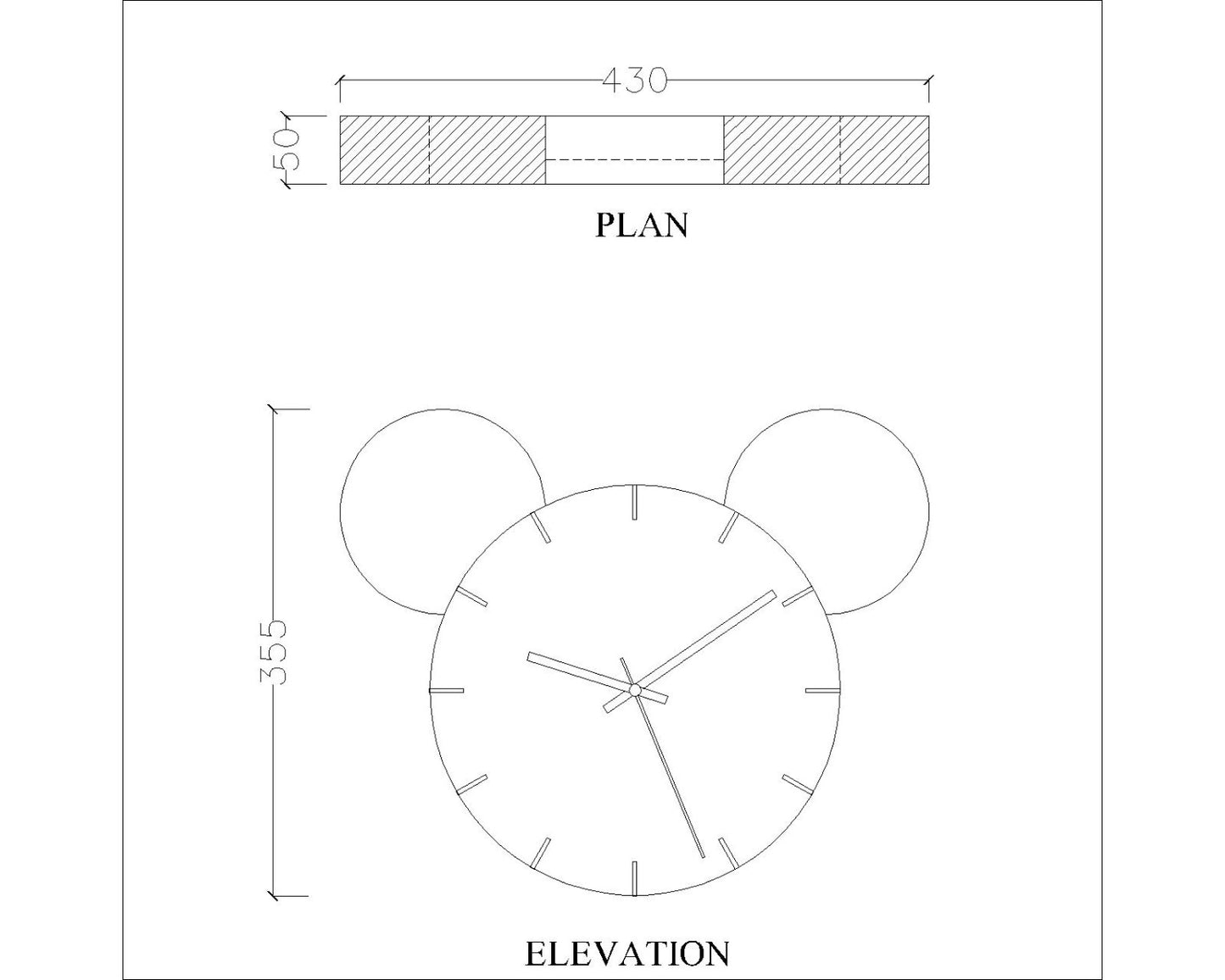 Clock in wood, clock for kids room, mickey mouse clock in white,Clock - IM425