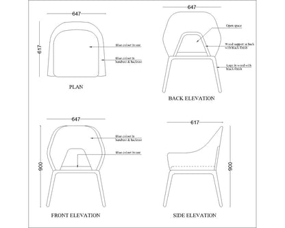 Chair, Blue & Black Color Chair,Chair for Living Area & Bedroom, Chair- IM - 551