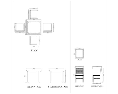 Dining Set with 4 Chairs and Square Solid Wood Dining Table with Polish and Grey Suede Fabric Chairs - IM652