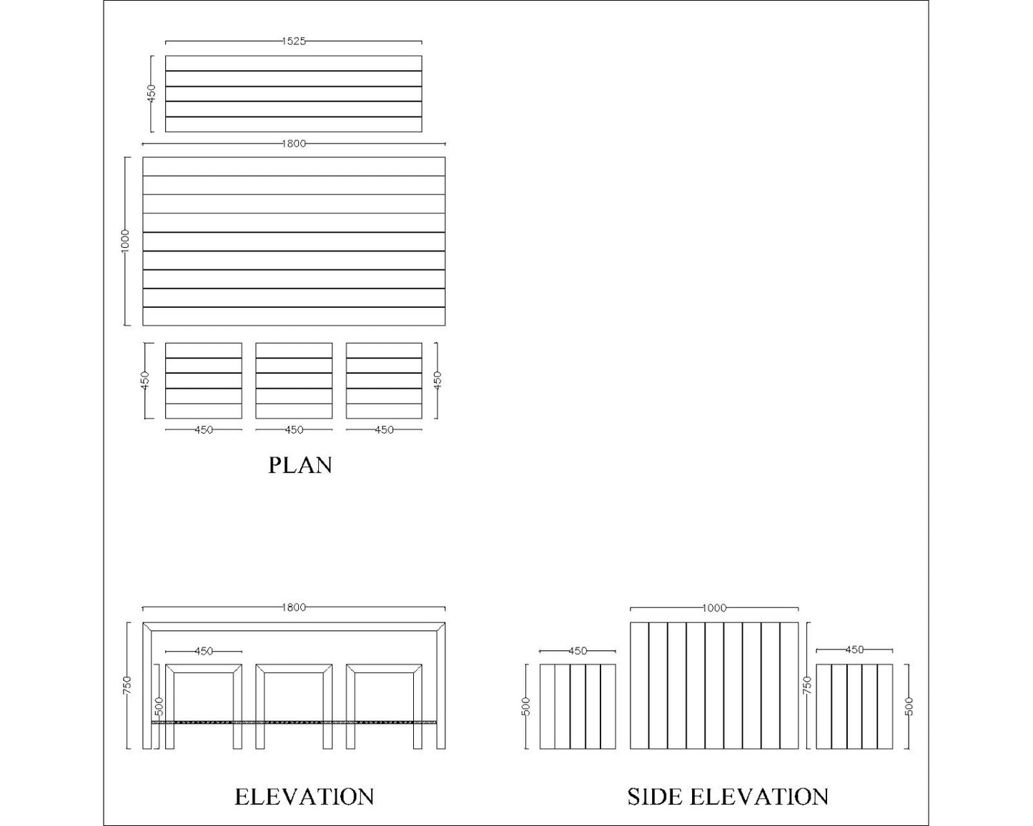 Dining Set with Bench and 3 Stools in Solid Wood and Rectangular Dining Table with Polish - IM654