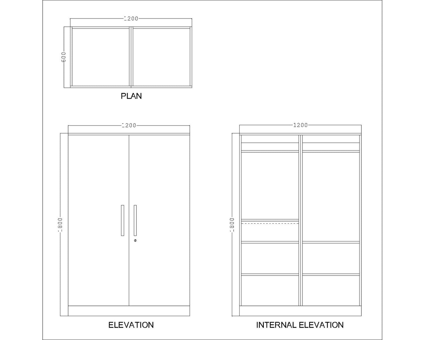 Wardrobe, Wardrobe Hanging Space, Wardrobe Open Self Space, Wardrobe  Wood Shutter, Wardrobe SS Handle, Wood Wardrobe, Wardrobe -IM- 7001