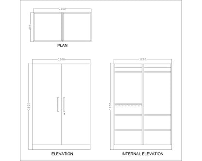 Wardrobe, Wardrobe Hanging Space, Wardrobe Open Self Space, Wardrobe  Wood Shutter, Wardrobe SS Handle, Wood Wardrobe, Wardrobe -IM- 7001