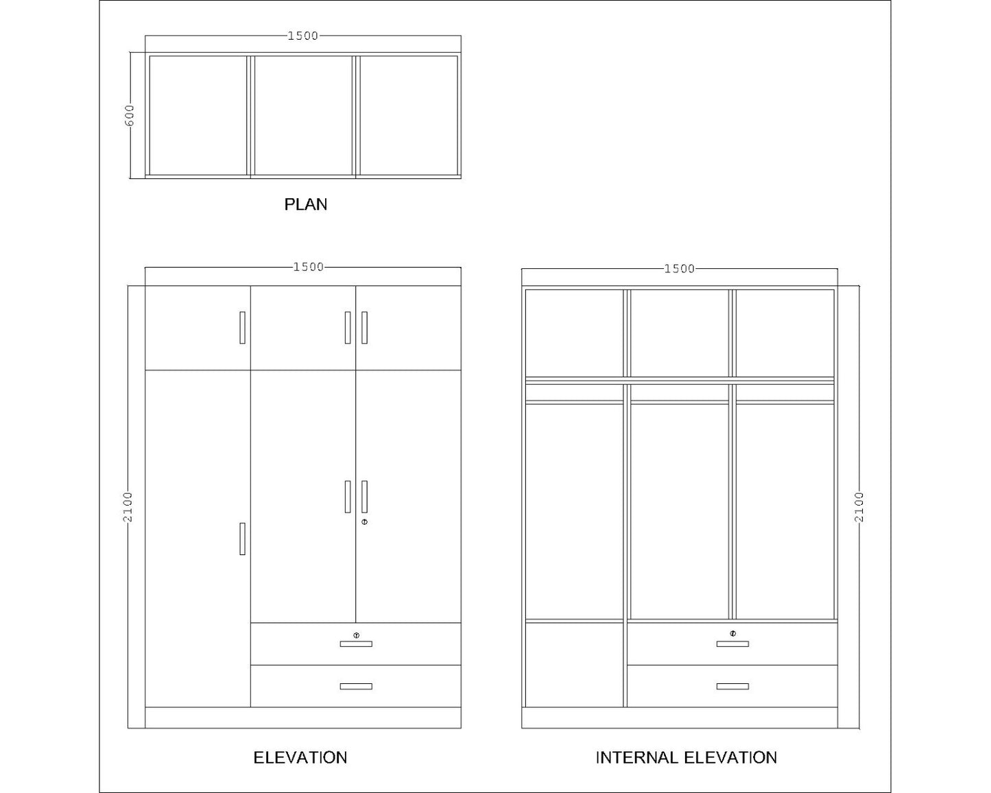 Wardrobe, Wardrobe Hanging Space, Wardrobe Loft Space, Wardrobe Open Self Space, Wardrobe  Wood Shutter, Wardrobe SS Handle, Wood Wardrobe, Wardrobe - IM- 7002