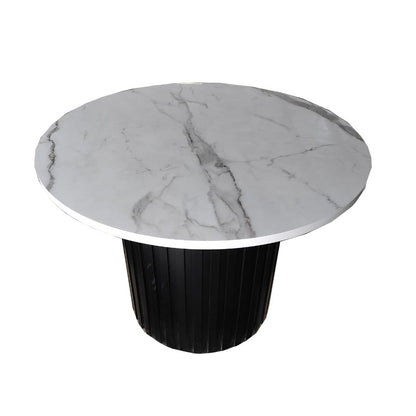 Buy Round Dining Table with Satuario Top and Black Finish Legs - IM751