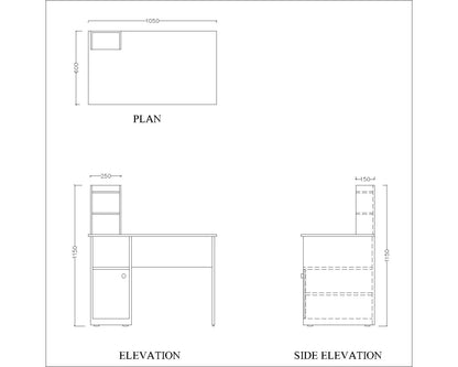 Wooden Study Table , Study table with open shelf at top & shutter at bottom, modern look sleek prelaminated Study  table in brown ,Floor standing Study Table - IM755