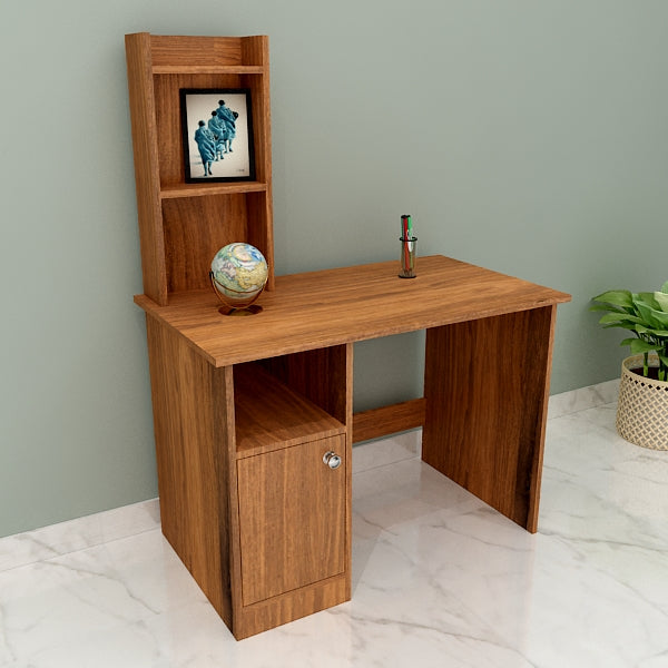 Wooden Study Table , Study table with open shelf at top & shutter at b ...