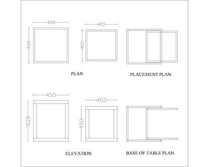 MS & Wood Nesting Table , 2 Nesting Table With Black Legs , Modern Look Laminated Nesting Table In Black & Glossy White , Black ,Floor Standing Nesting Table - IM760