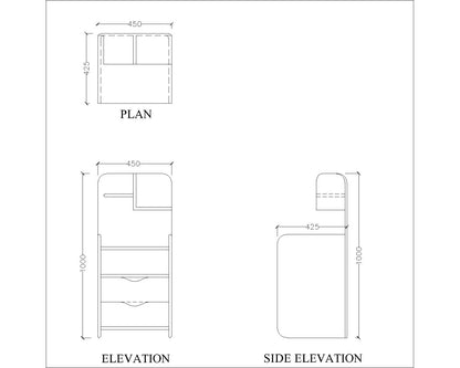 side table, bedside table, side stool, open storage, multi storage, white side table, wood side table, storage with side table, IM - 8000