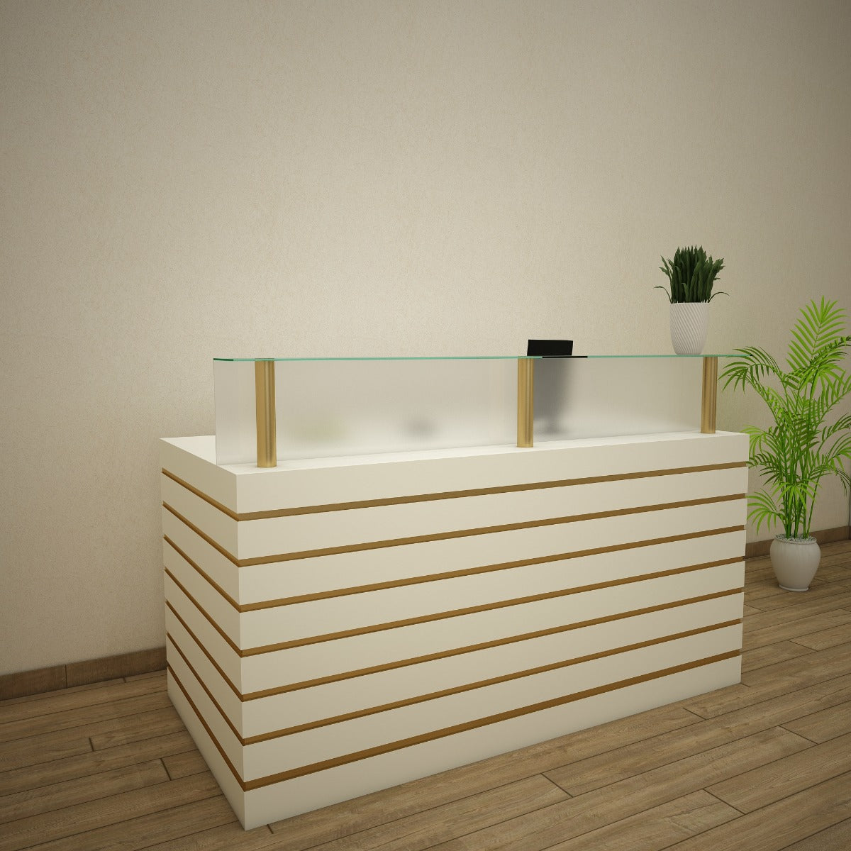 Office Table, White Office Table, Table for Office, Reception Table, Office Table With drawer, Office Table with Shutter , Office Table - EL - 12069