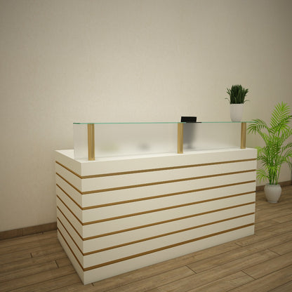 Office Table, White Office Table, Table for Office, Reception Table, Office Table With drawer, Office Table with Shutter , Office Table - EL - 12069