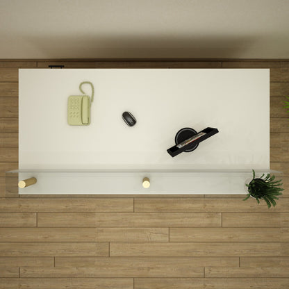 Office Table, White Office Table, Table for Office, Reception Table, Office Table With drawer, Office Table with Shutter , Office Table - EL - 12069