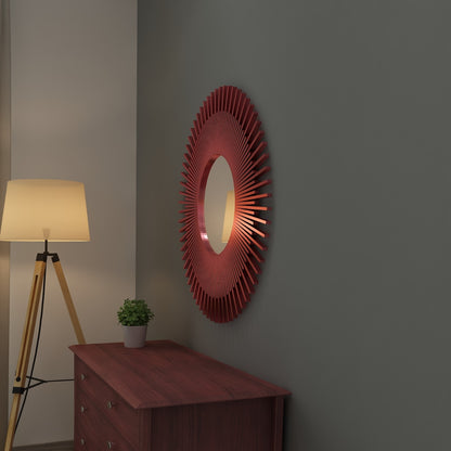 Wall mirror with wooden frame, Mirror for living/waiting/foyer  area MODERN look mirror in round  sun ,Mirror -EL485