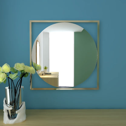 Wall mirror with wooden frame, Mirror for living/waiting/foyer  area MODERN look mirror in golden frame ,Mirror -EL487