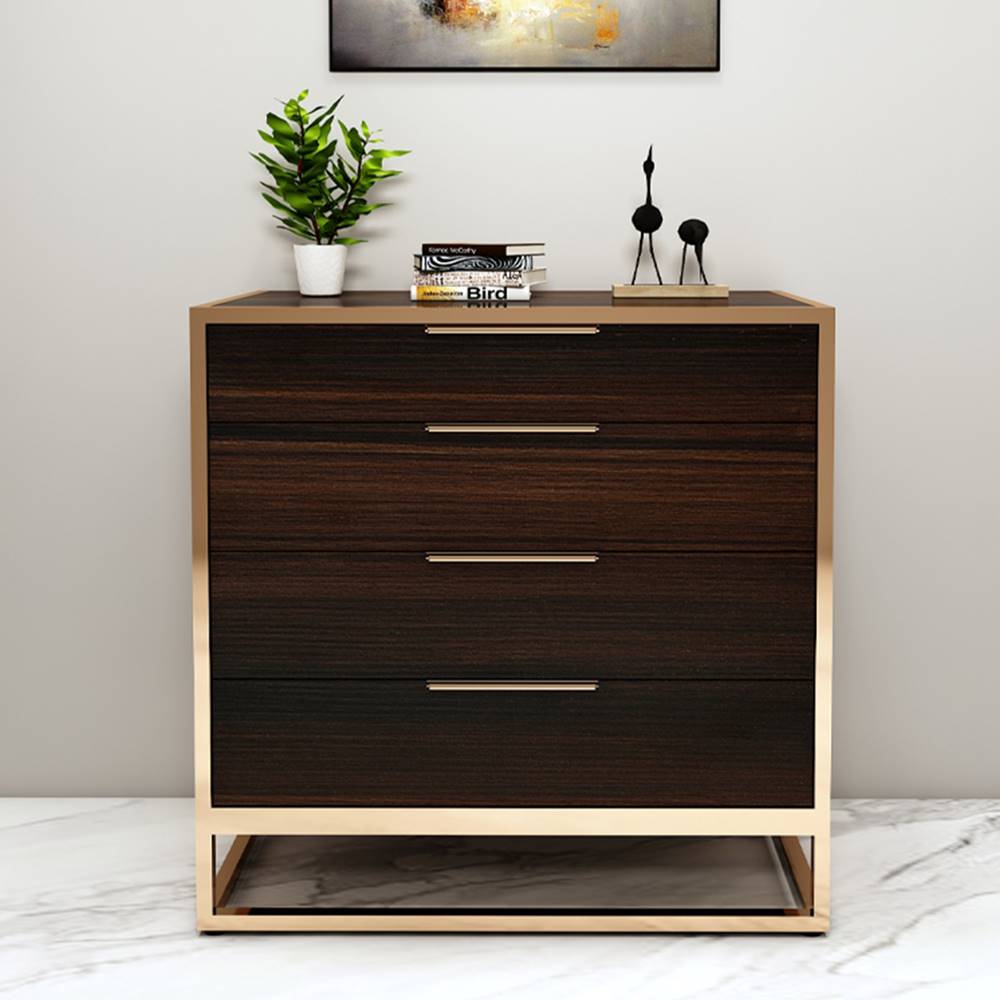 Chest of drawer, storage with drawer,  Console unit,multi storage unit, Storage for dressing, Wooden storage, Dark Brown & Gold unit, Cabinate, Designer Case, Hallway table  -IM- 257