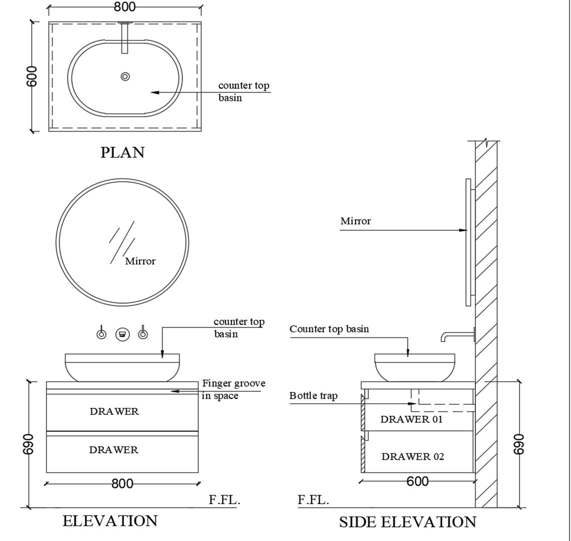 "Vanity, Beige & White Vanity, Wooden Vanity, Vanity with Drawer, Vanity for Bathroom,   Wall Mounted Vanity, Vanity - IM144 "