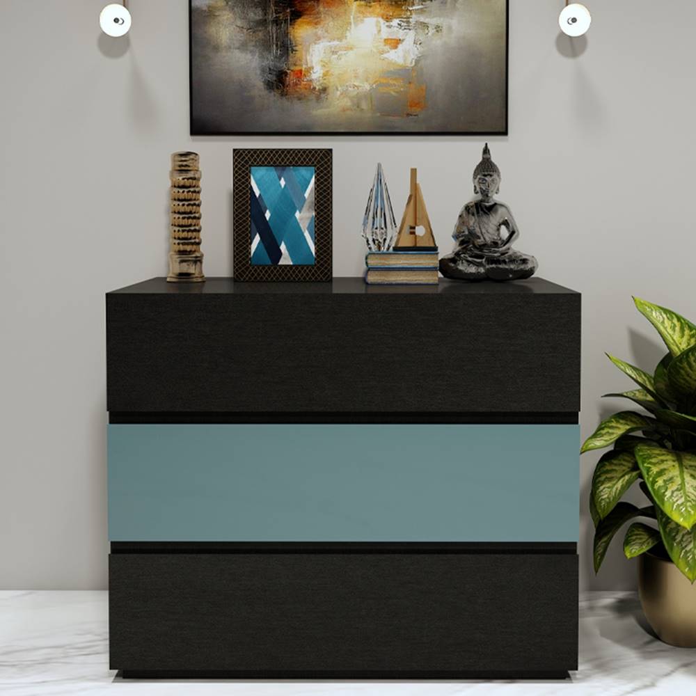 Chest of drawer, storage with drawer,  Console unit,multi storage unit, Storage for dressing, Wooden storage, Black & Slat Blue unit, Cabinate, Designer Case, Hallway table  -IM- 259