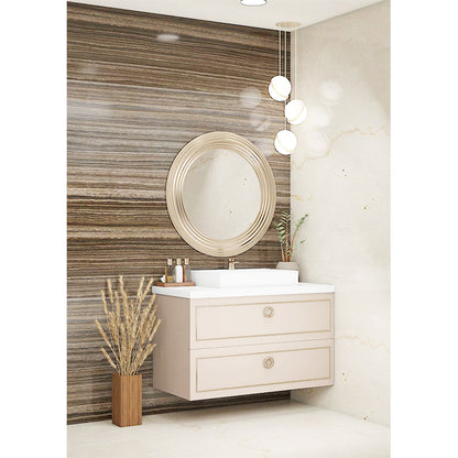 "Vanity, Beige & White Vanity, Wooden Vanity, Vanity with Drawer, Vanity for Bathroom,   Wall Mounted Vanity, Vanity - EL212 "