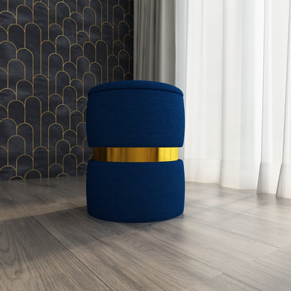 Ottoman in Dark Blue suede fabric, ottoman for living/office area, ottoman/pouffe for foyer area, Ottoman-EL599
