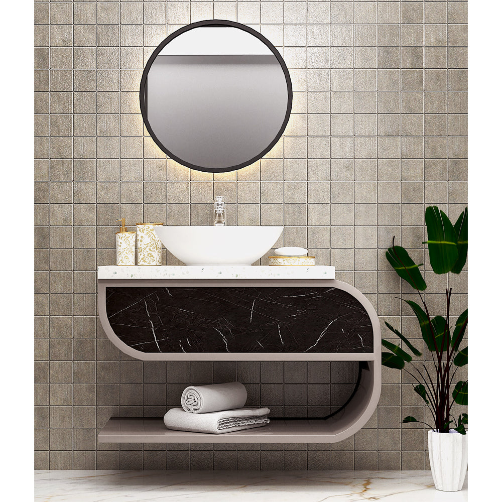 Vanity/Water Resistant Vanity in PVC laminate & PU matte waterproof paint finish,Bathroom Vanity in water resistant finish,bathroom wall hanging unit with PVC & PU matte waterproof paint finish-EL236