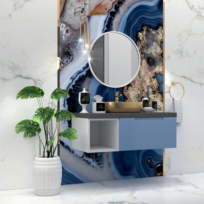 "Vanity, White, Blue & Grey Vanity, Wooden Vanity, Vanity with Drawer, Vanity for Bathroom,   Wall Mounted Vanity, Vanity - IM111 "