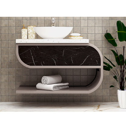 Vanity/Water Resistant Vanity in PVC laminate & PU matte waterproof paint finish,Bathroom Vanity in water resistant finish,bathroom wall hanging unit with PVC & PU matte waterproof paint finish-EL236